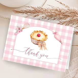 Little Cutie Pie Baby Shower Pink Folded Thank You Card