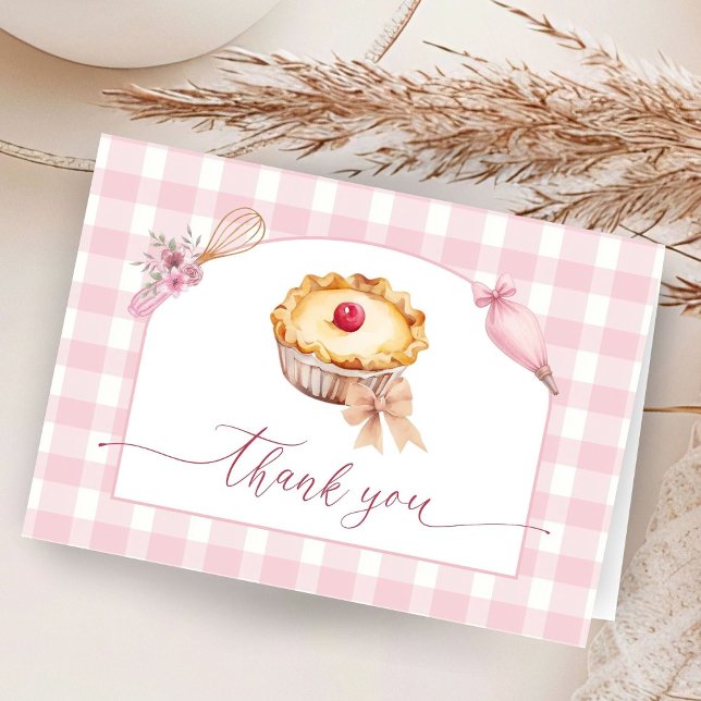 Little Cutie Pie Baby Shower Pink Folded Thank You Card (Creator Uploaded)