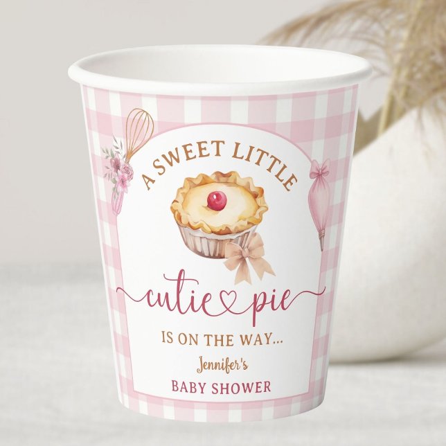 Little Cutie Pie Baby Shower Pink Girl Paper Paper Cups (Creator Uploaded)