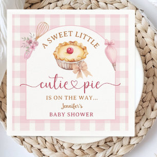 Little Cutie Pie Baby Shower Pink Paper Napkin