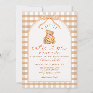 Little Cutie Pie Bear Baby Shower Invitation