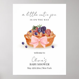 Little Cutie Pie Berry Bow Baby Shower Welcome Poster