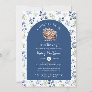 Little Cutie Pie Blueberry Gingham Baby Shower  Invitation
