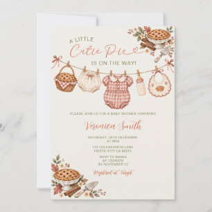 Little Cutie Pie Clothesline Girl Fall Baby Shower Invitation