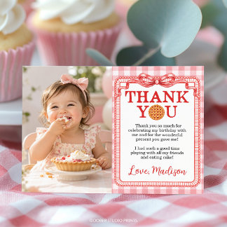 Little Cutie Pie Coquette Birthday Photo Thank You Card
