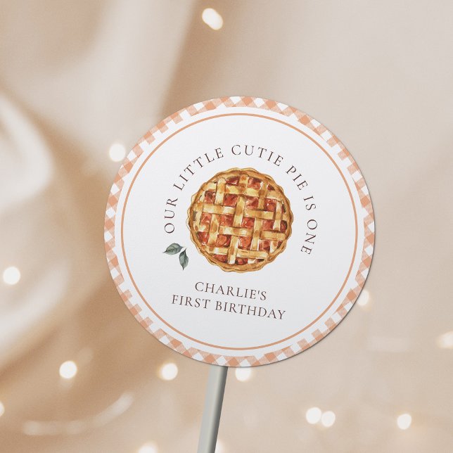 Little Cutie Pie Fall 1st Birthday Classic Round Sticker (Creator Uploaded)