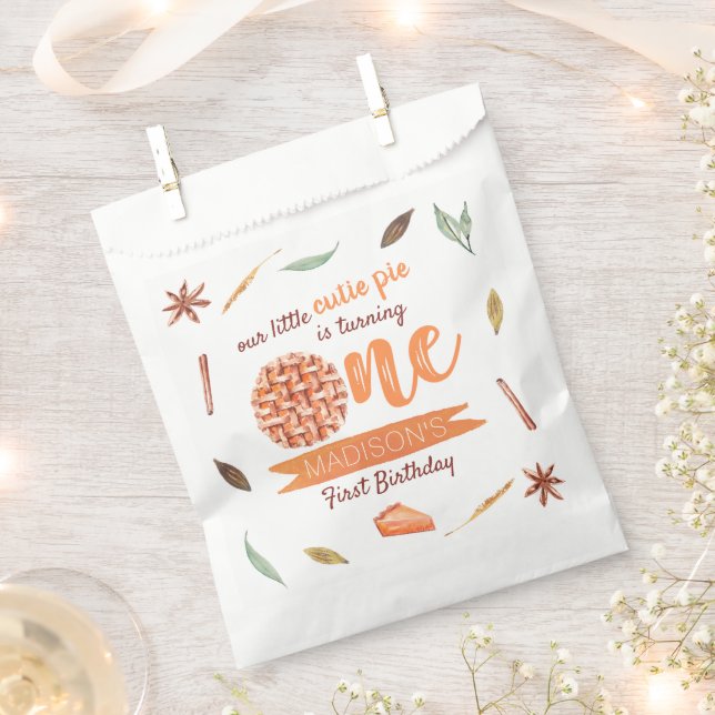 Little Cutie Pie Fall 1st Birthday Favour Bag (Clipped)