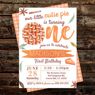 Little Cutie Pie Fall 1st Birthday Invitation