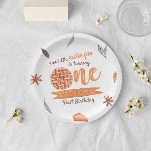 Little Cutie Pie Fall 1st Birthday Paper Plate