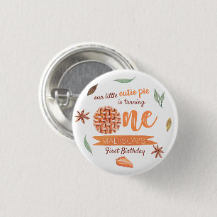 Little Cutie Pie Fall 1st Birthday Party Favor 3 Cm Round Badge