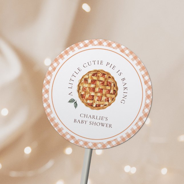 Little Cutie Pie Fall Baby Shower Classic Round Sticker (Creator Uploaded)