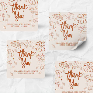 Little Cutie Pie Fall Baby Shower Square Sticker