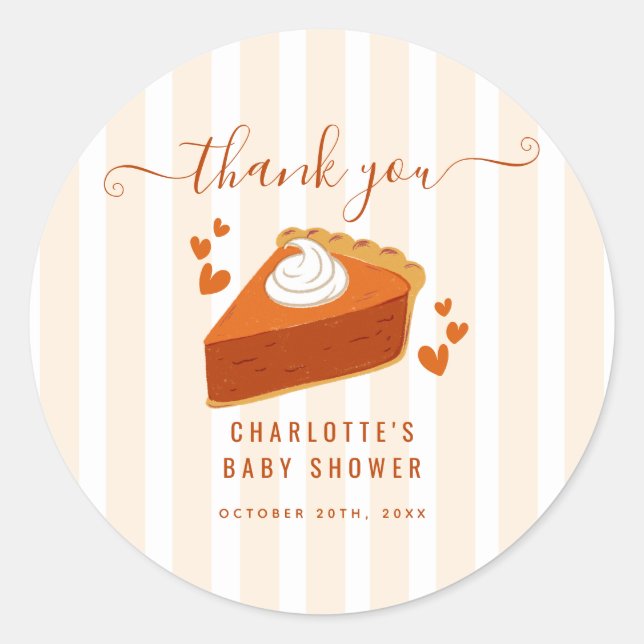 Little Cutie Pie Fall Baby Shower Thank You Classic Round Sticker (Front)
