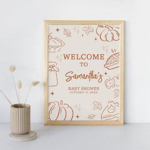 Little Cutie Pie Fall Baby Shower Welcome Sign