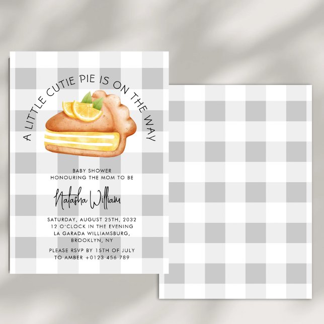 Little Cutie Pie Fall Gingham Plaid Baby Shower Invitation (Creator Uploaded)