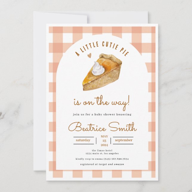 Little Cutie Pie Fall Girl Baby Shower Invitation (Front)
