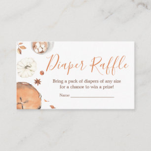 Little Cutie Pie Fall Pumpkin Baby Diaper Raffle Enclosure Card