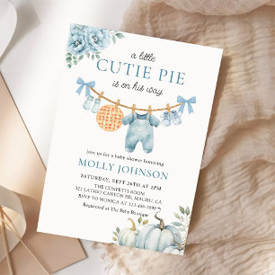 Little Cutie Pie Fall Pumpkin Boy Baby Shower Invitation