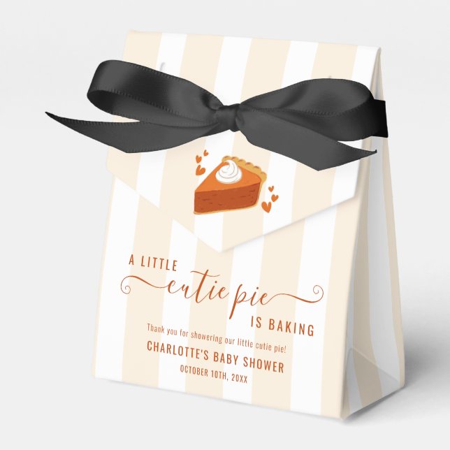 Little Cutie Pie Fall Stripes Pumpkin Baby Shower Favour Box (Front Side)
