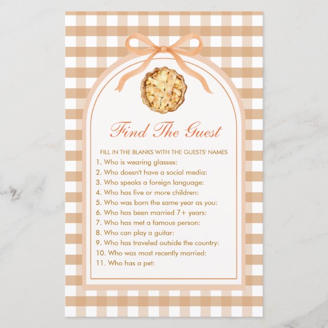 Little Cutie Pie Find the Guest Birthday Game (Front)