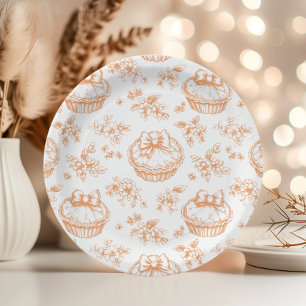 Little Cutie Pie Floral Toile de jouy Baby shower Paper Plate
