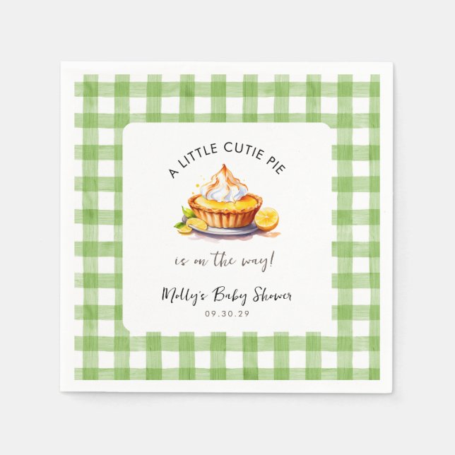 Little Cutie Pie Gingham Baby Shower  Napkin (Front)