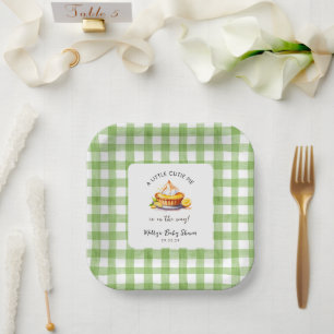 Little Cutie Pie Gingham Baby Shower  Paper Plate