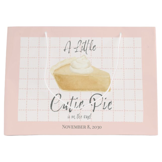 Little Cutie Pie Girl Baby Shower Gift Bag  (Front)
