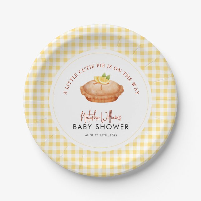 Little Cutie pie is on the way baby shower Paper Plate (Front)