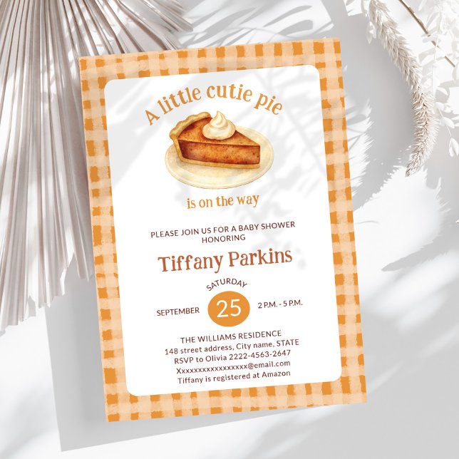 Little Cutie Pie is on the Way Pumpkin baby shower Invitation (Sweet Little Cutie Pie Baby Shower Invitation – Perfect for any season)