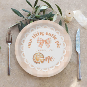 Little cutie Pie is turning One 1st birthday Paper Plate