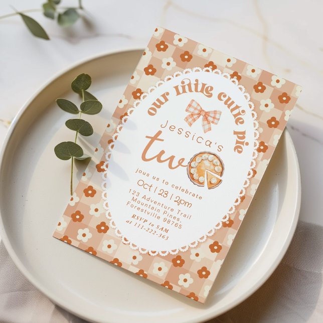 Little Cutie Pie is Two 2nd birthday party Invitation (Creator Uploaded)