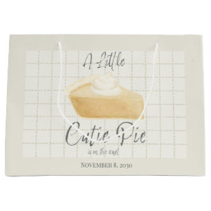 Little Cutie Pie Neutral Fall Baby Shower Beige  Large Gift Bag