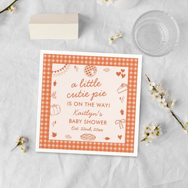 Little Cutie Pie On The Way! Fall Baby Shower Napkin (Creator Uploaded)