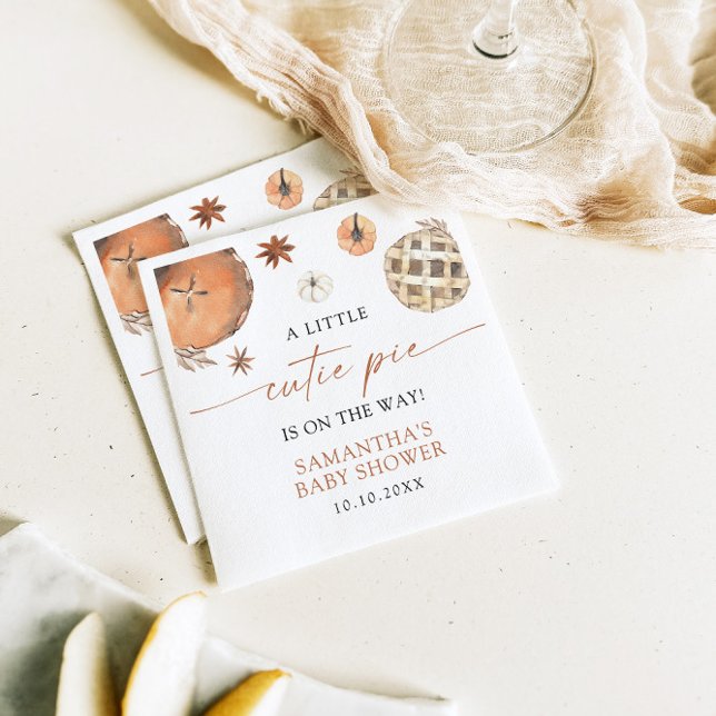 Little Cutie Pie On The Way Fall Baby Shower Napkin (Creator Uploaded)