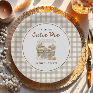 Little Cutie Pie on the Way Fall Baby Shower Paper Plate