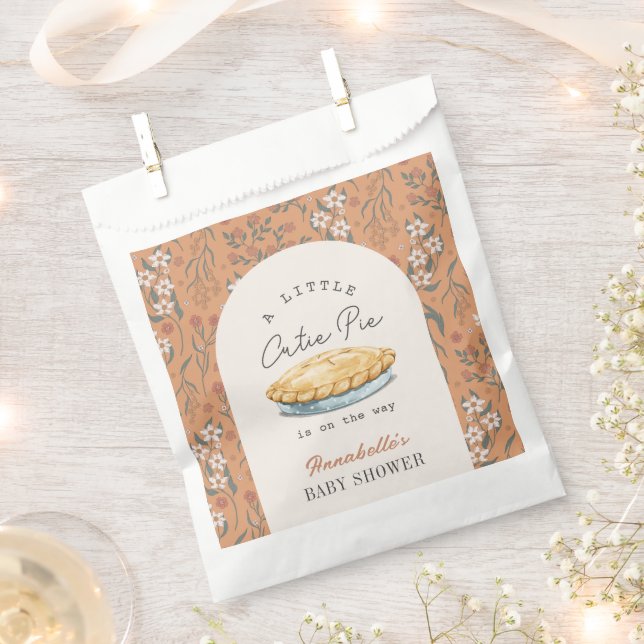 Little Cutie Pie Orange Floral Baby Shower Favour Bag (Clipped)