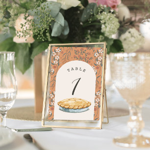 Little Cutie Pie Orange Floral Girl Baby Shower Table Number