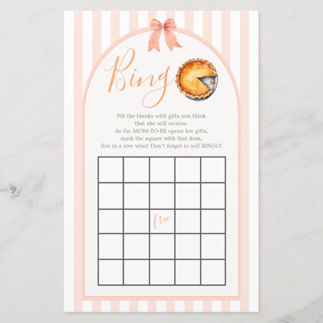 Little Cutie Pie Orange Gingham Bingo Game (Front)
