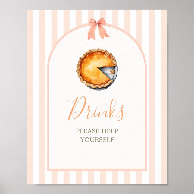Little Cutie Pie Orange Gingham Drinks Poster (Front)