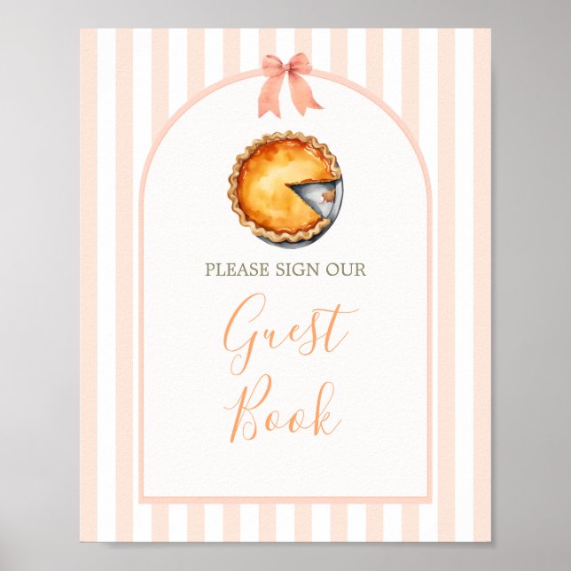 Little Cutie Pie Orange Gingham Guest Book (Front)