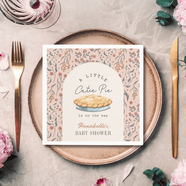 Little Cutie Pie Pink Floral Baby Shower Napkin (Creator Uploaded)