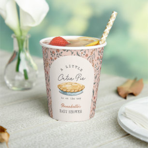Little Cutie Pie Pink Floral Baby Shower Paper Cups
