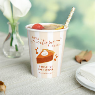 Little Cutie Pie Pumpkin Fall Stripes Baby Shower Paper Cups