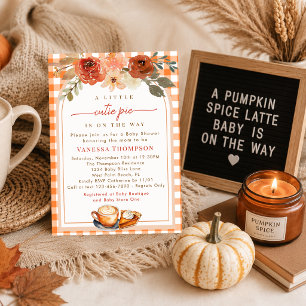 Little Cutie Pie Pumpkin Spice Latte Baby Shower Invitation