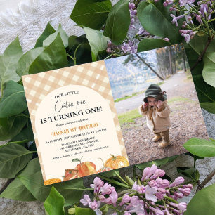 Little Cutie Pie Thanksgiving White 1st Birthday Invitation