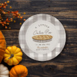 Little Cutie Pie Thanksgiving White Baby Shower Paper Plate<br><div class="desc">This cute "a little cutie pie is on the way" gender-neutral thanksgiving baby shower plate features a white background with a pie. Personalise it for your needs. You can find matching products at my store.</div>