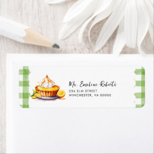 Little Cutie Pie Watercolor Gingham Baby Shower  Return Address Label