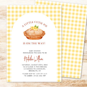 Little Cutie Pie Yellow Chequered Baby Shower Invitation