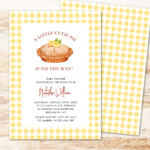Little Cutie Pie Yellow Chequered Baby Shower Invitation